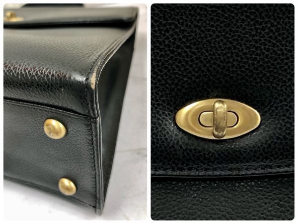 COACH コーチ オールドコーチ 4414 ショルダーバッグ ターンロック ヴィンテージ イタリア製 レザー ブラック レディース 鞄 fah 3S255/10_画像8