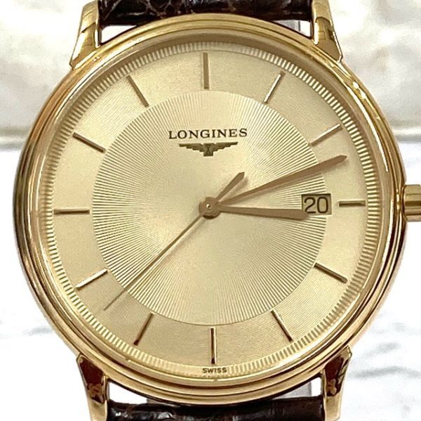 LONGINES ロンジン グランドクラシック L4.677.2 ゴールドカラー文字盤 クオーツ メンズ 腕時計 箱付き fah 4A964の画像3