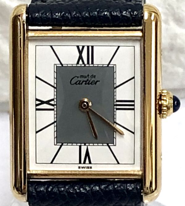 Cartier カルティエ VERMEIL ヴェルメイユ Tank Cuortz タンク クォーツ ARGENT 925 稼働品 レディース腕時計 保存袋付 fah 3S256/1000の画像3