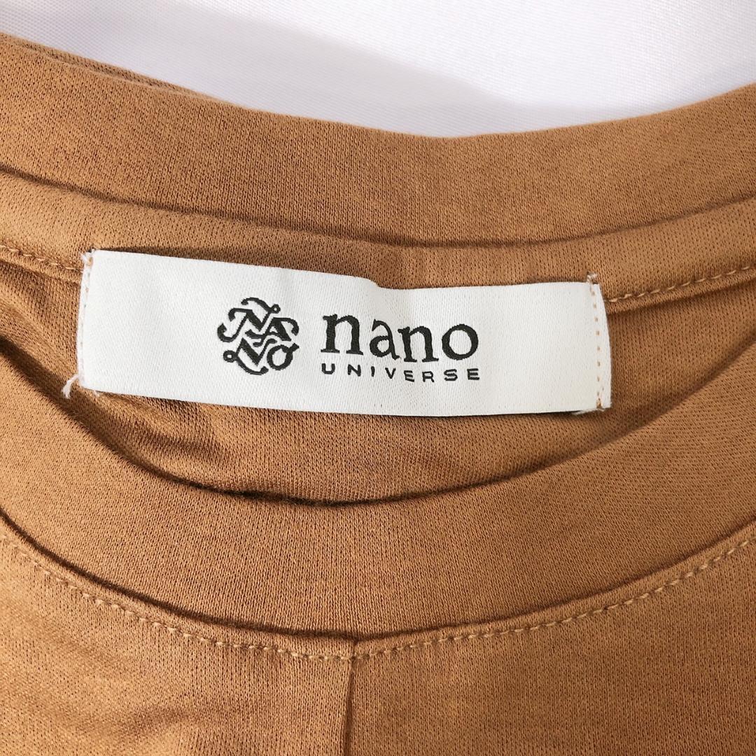 【05951】 nano universe ナノ・ユニバース トップス 38 ブラウン 半袖 茶色 リボン 無地 新古品 未使用_画像3