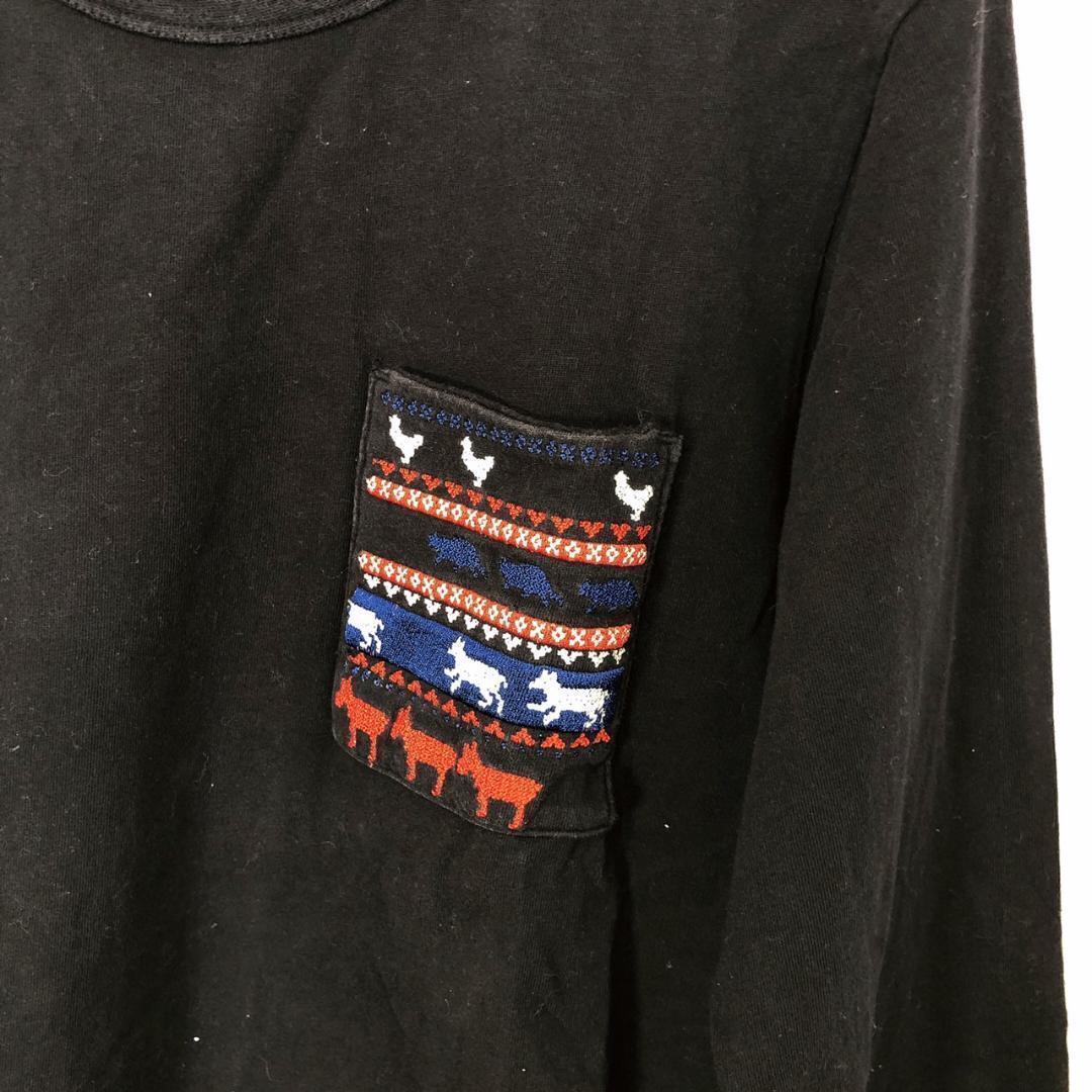 【05475】 Design Tshirts Store graniph デザインティーシャツストアグラニフ シャツ SS ブラック 黒 長袖 シンプル_画像4