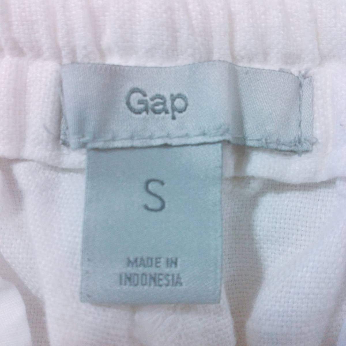 レディースS GAP パンツ ホワイト 白 ポケット シンプル モノトーン 麻51% 綿49% カジュアル おしゃれ ギャップ 【27034】_画像3