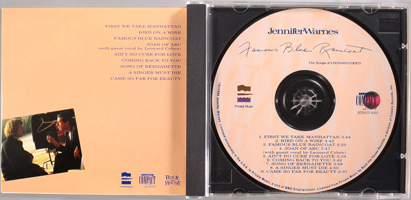 (GOLD CD) Jennifer Warnes 『Famous Blue Raincoat』 輸入盤 RTHCD 5052 Classic Compact Discs ジェニファー・ウォーンズ Leonard Cohenの画像3