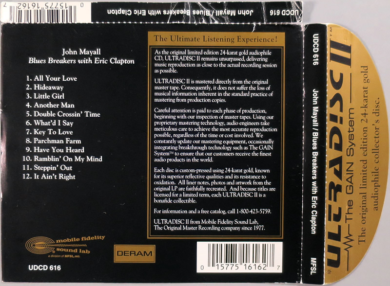 (GOLD CD) John Mayall With Eric Clapton 『Blues Breakers』 輸入盤 UDCD 616 MFSL (Mobile Fidelity Sound Lab)の画像3