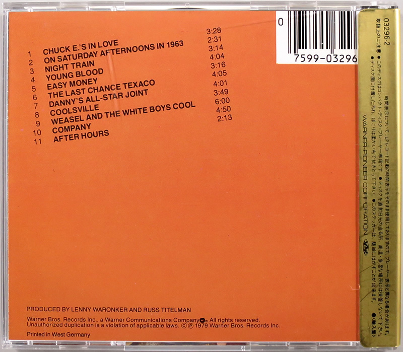 (CD) ※金シール帯 Rickie Lee Jones 『Rickie Lee Jones（浪漫）』 西独盤 38XP-8 リッキー・リー・ジョーンズ_画像2