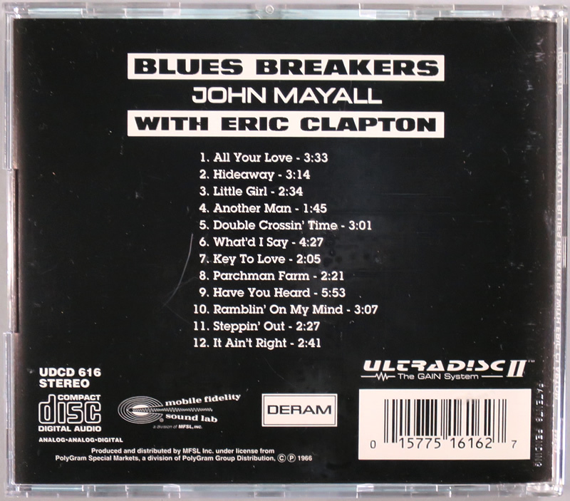 (GOLD CD) John Mayall With Eric Clapton 『Blues Breakers』 輸入盤 UDCD 616 MFSL (Mobile Fidelity Sound Lab)の画像2
