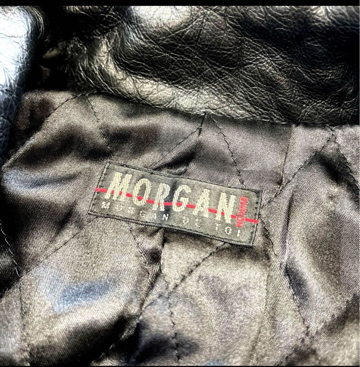 モルガンオム　MORGAN HOMME  レザーコート　牛革　黒　ビンテージ ブラック ジャケット
