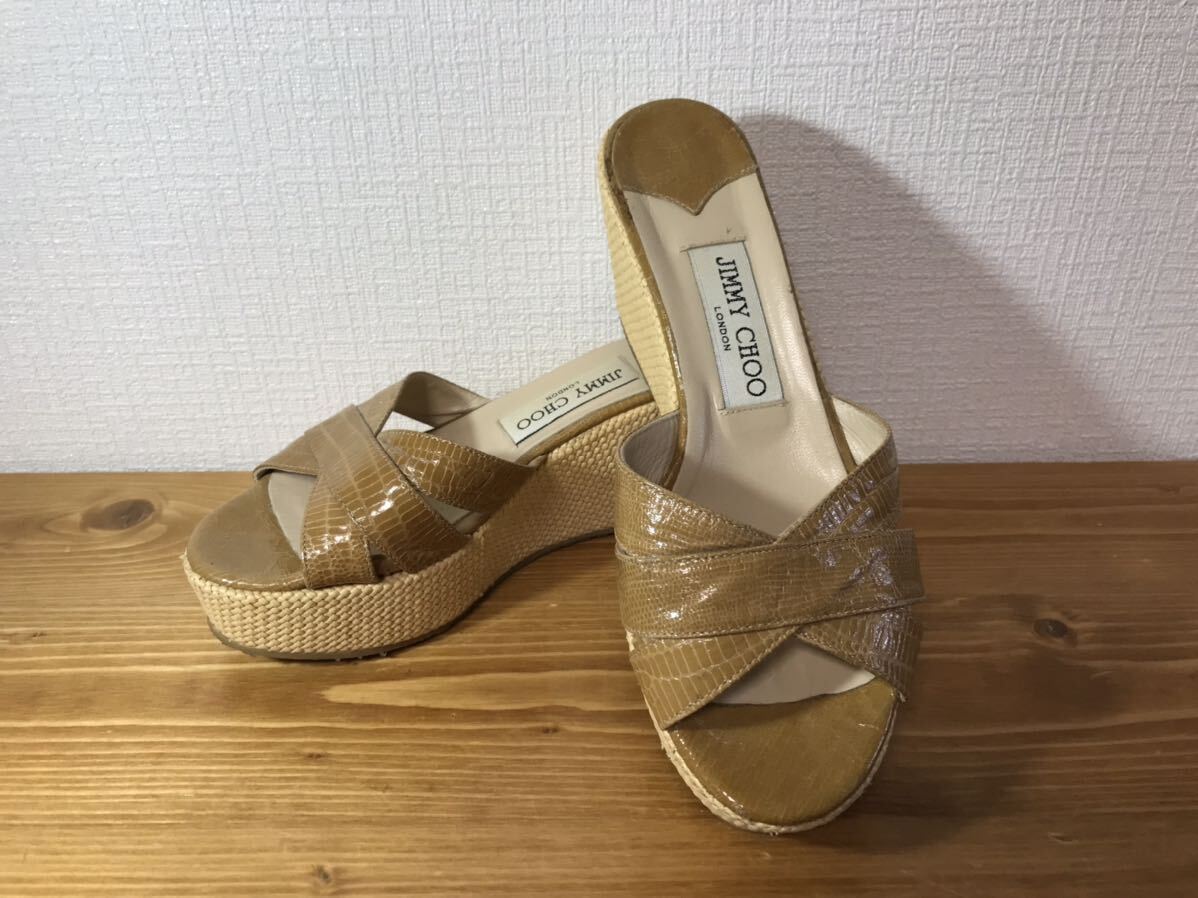 ●4-73 JIMMY CHOO ジミーチュウ サンダル ウェッジソール 女性用 レディース サイズ 36の画像1