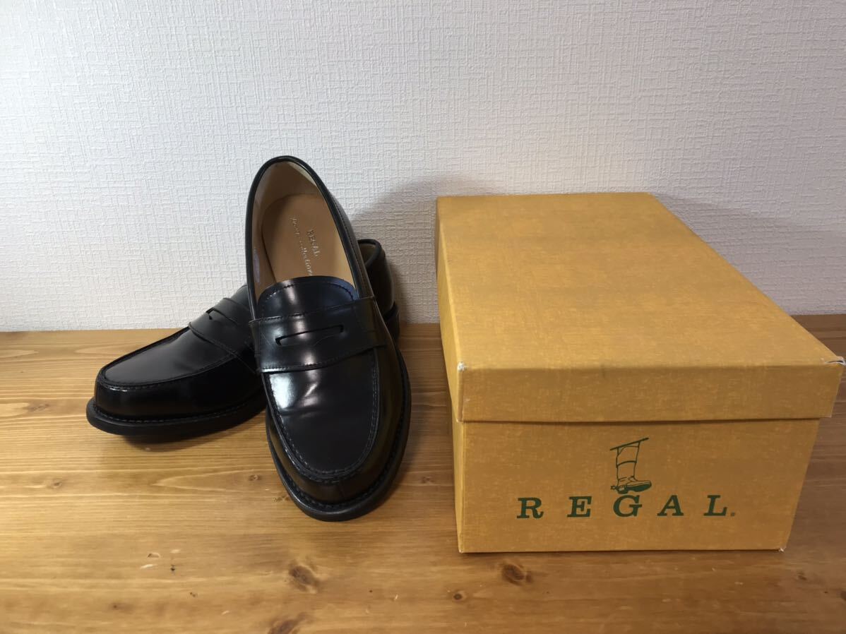 4-114 REGAL リーガル ローファー 靴 ブラック 人工革靴 サイズ 24 箱付き_画像1