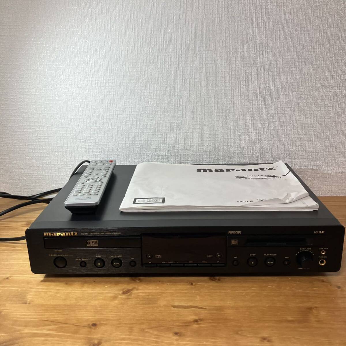 4-100 marantz マランツ CM6001 CD MD デッキ 2009年製 家電 リモコン 説明書付き コンビネーションデッキ の画像1