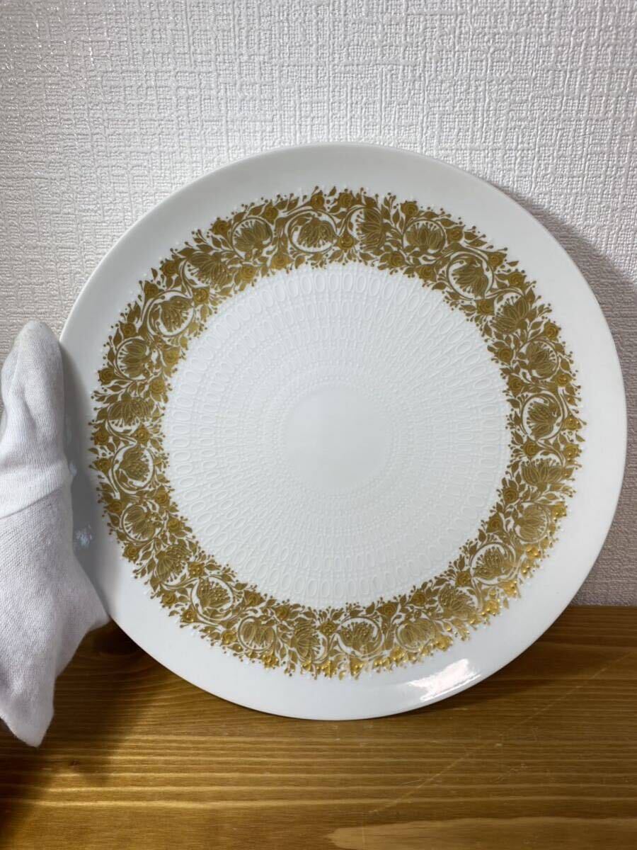 4-228 Rosenthar ローゼンタール スタジオライン プレート お皿 大皿 金彩 白 ホワイト 花模様 2枚セット ペア おまとめの画像3