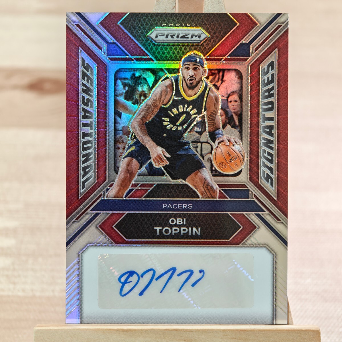 99枚限定 オビ・トッピン 2023-24 Panini Prizm Signatures Auto Obi Toppin 04/99 直筆サインカード ペイサーズの画像1