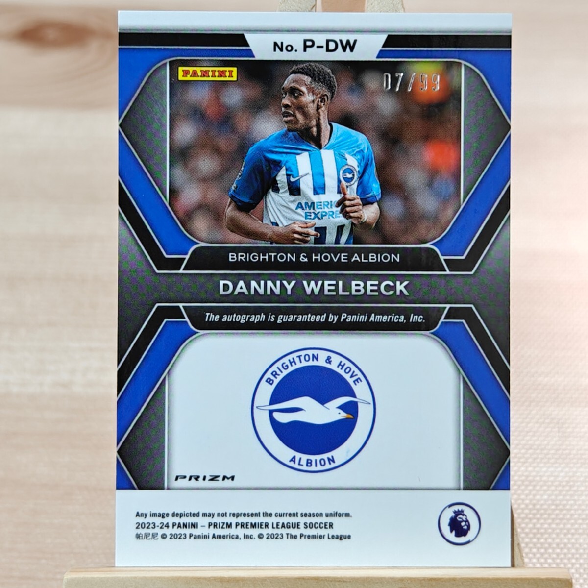 99枚限定 ダニー・ウェルベック 2023-24 Panini Prizm EPL Silver Danny Welbeck Penmanship Auto Brighton 07/99 直筆サインカードの画像2