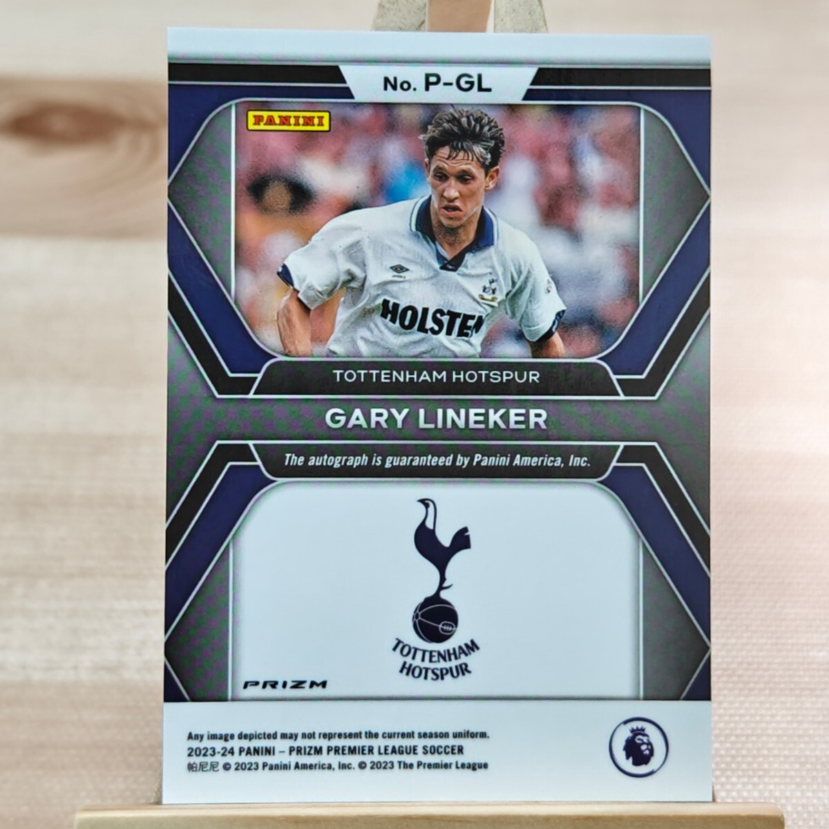 ゲーリー・リネカー 2023-24 Panini Prizm Premier League Breakaway Gary Lineker Penmanship Auto Hotspur 直筆サインカードの画像2