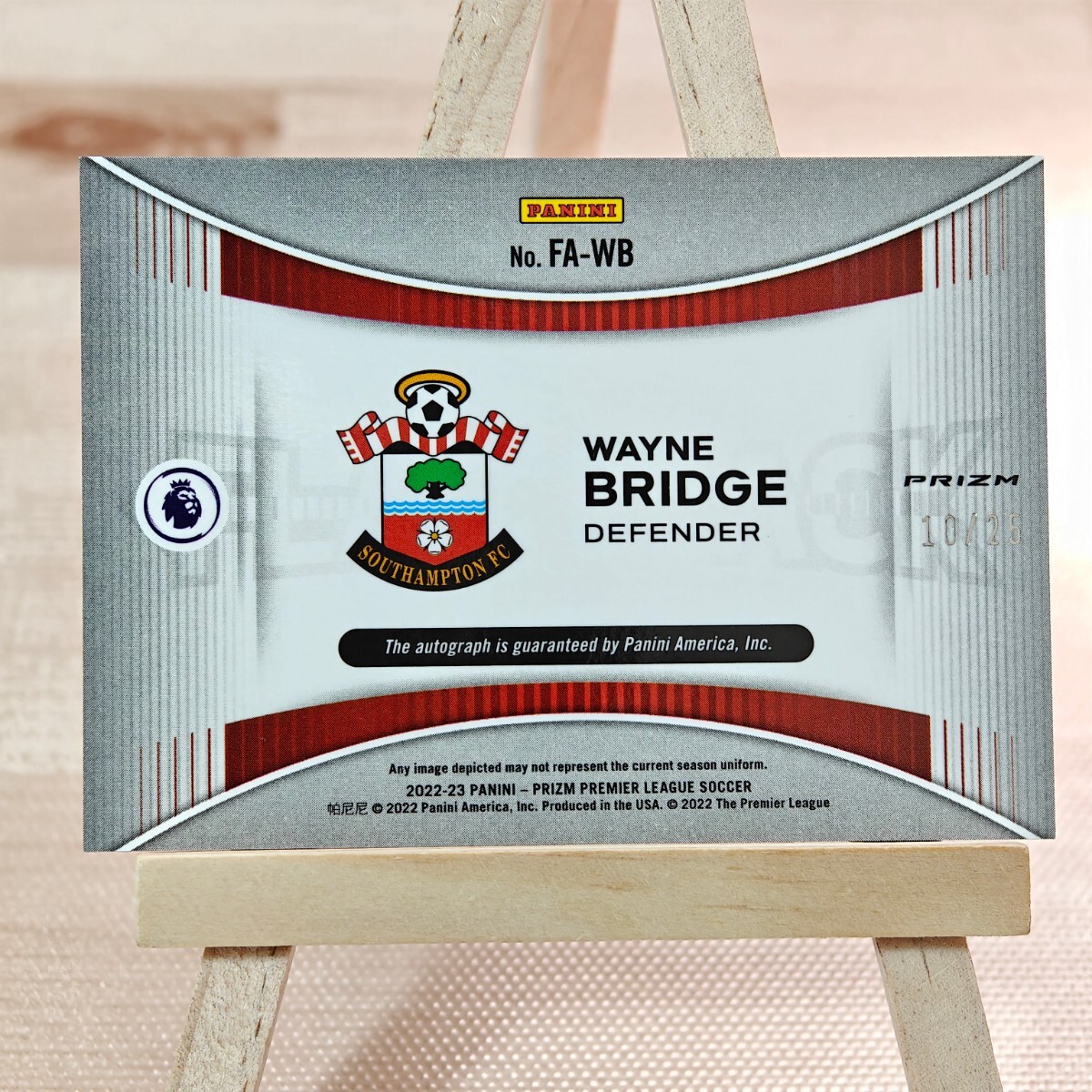 25枚限定 ウェイン・ブリッジ 2022-23 Panini Prizm Premier League Flashback Wayne Bridge Auto Southampton 10/25 直筆サインカードの画像2