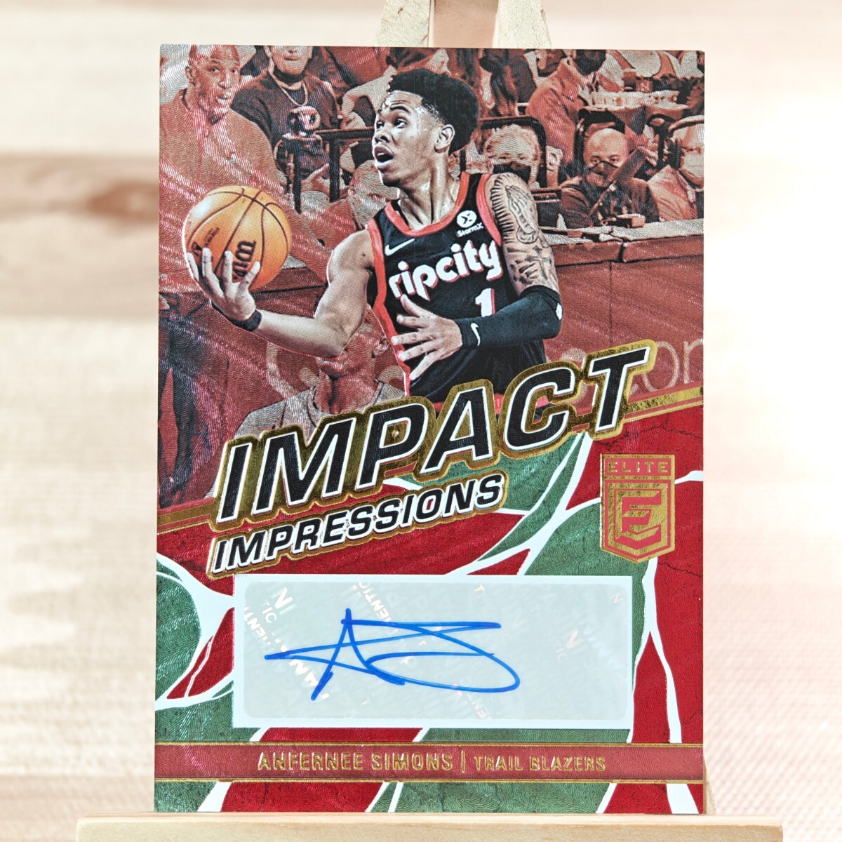 アンファニー・サイモンズ 2022-23 Panini Donruss Elite Anfernee Simons Impact Impressions Auto 直筆サインカードの画像1