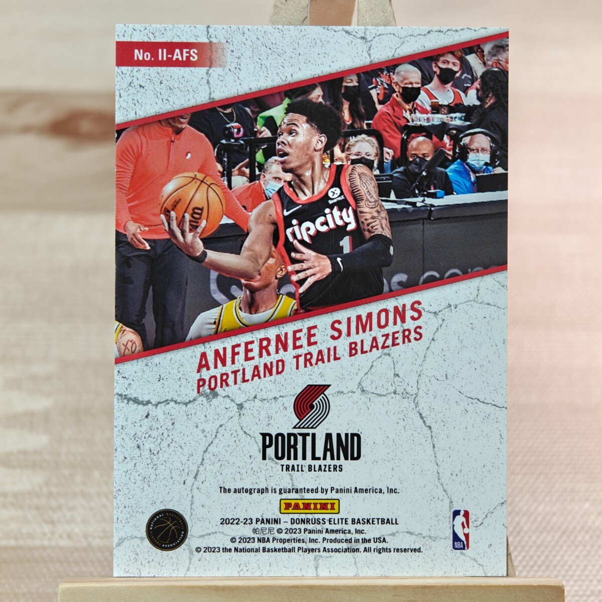 アンファニー・サイモンズ 2022-23 Panini Donruss Elite Anfernee Simons Impact Impressions Auto 直筆サインカードの画像2