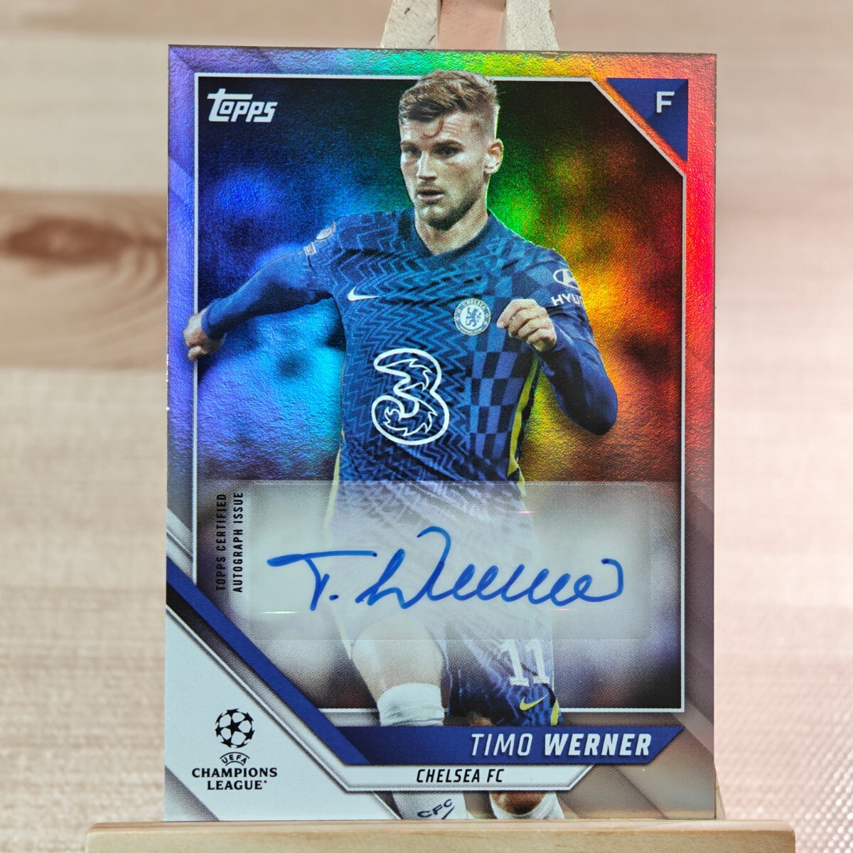 ティモ・ヴェルナー 2021-22 Topps UCL Timo Werner Silver Foil Auto Chelsea 直筆サインカード_画像1