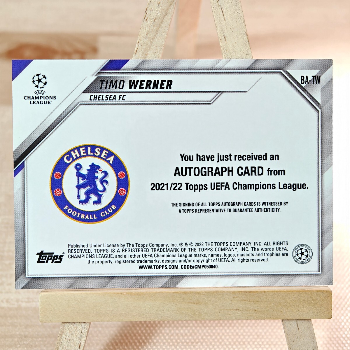 ティモ・ヴェルナー 2021-22 Topps UCL Timo Werner Silver Foil Auto Chelsea 直筆サインカード_画像2