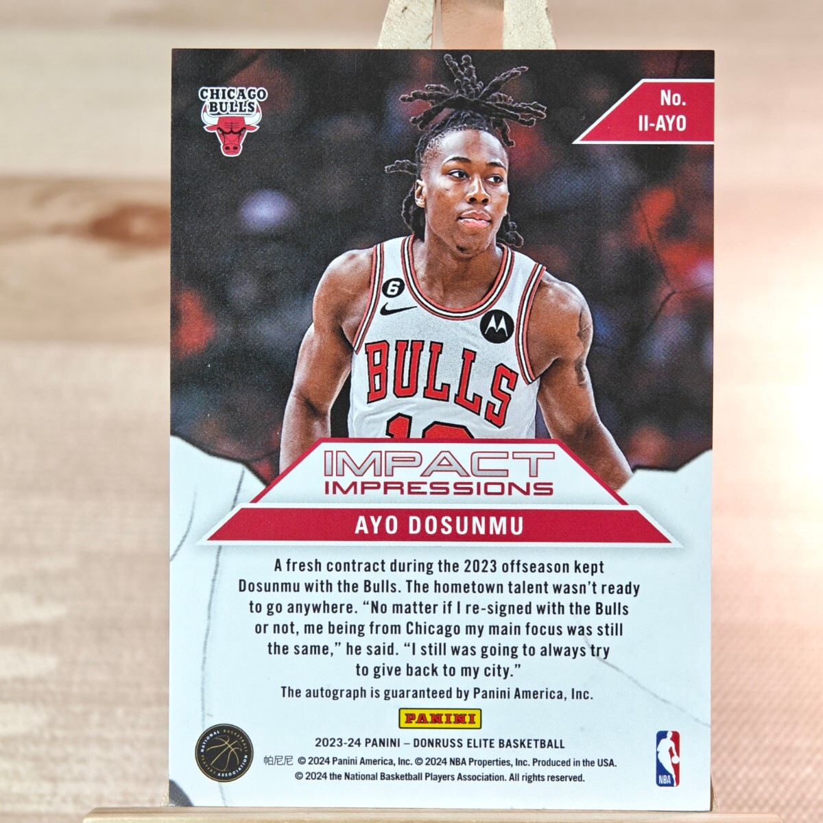 49枚限定 アヨ・ドスンム 2023-24 Panini Donruss Elite Ayo Dosunmu Impact Impressions Auto 直筆サインカード シカゴ・ブルズの画像2