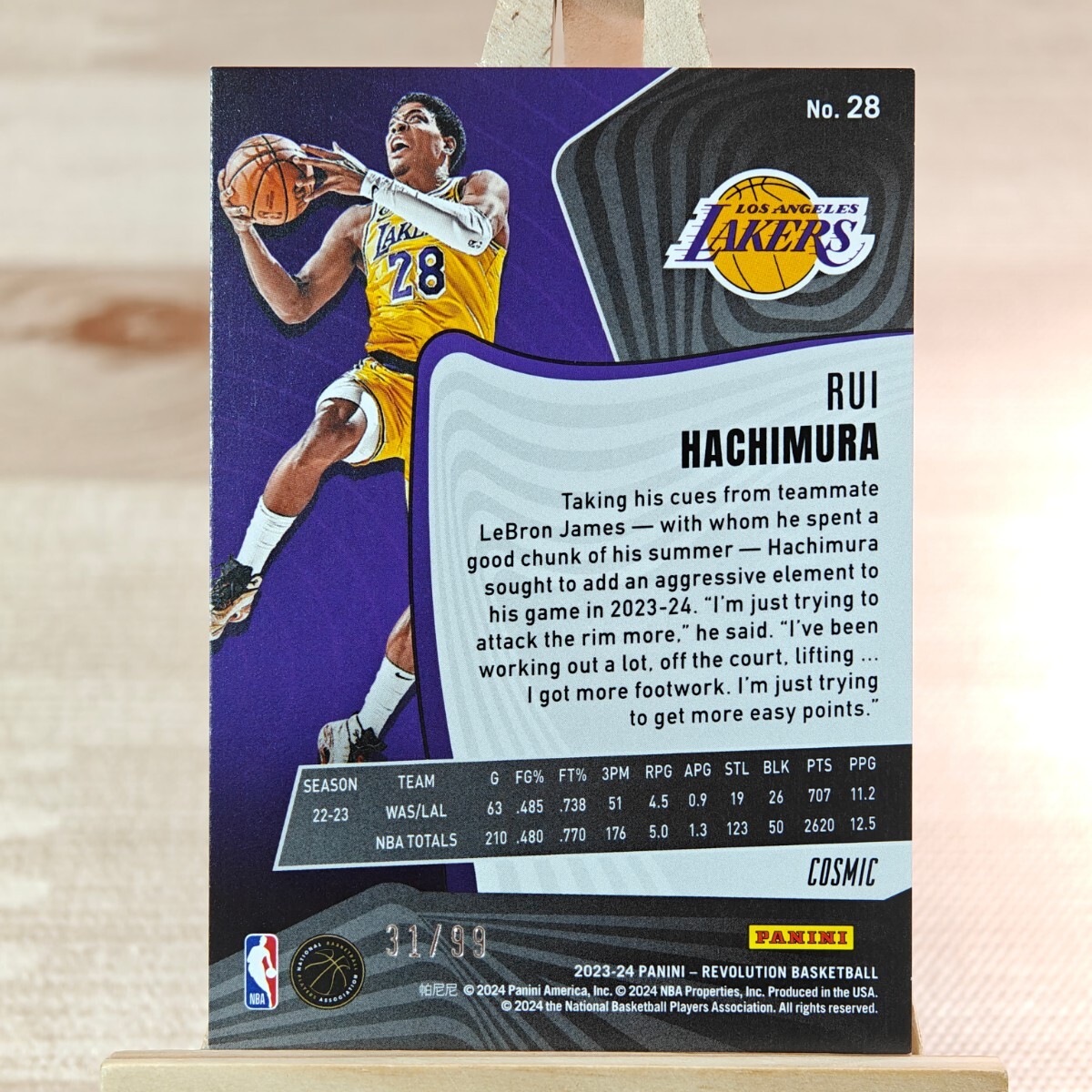 99枚限定 八村塁 2023-24 Panini Revolution Rui Hachimura Cosmic 31/99 Lakers の画像2