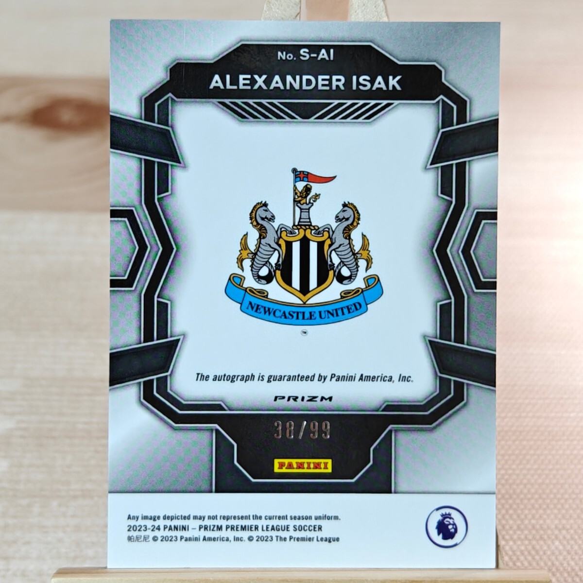 99枚限定 アレクサンデル・イサク 2023-24 Panini Prizm Premier League Alexander Isak Auto Newcastle United 38/99 直筆サインカードの画像2