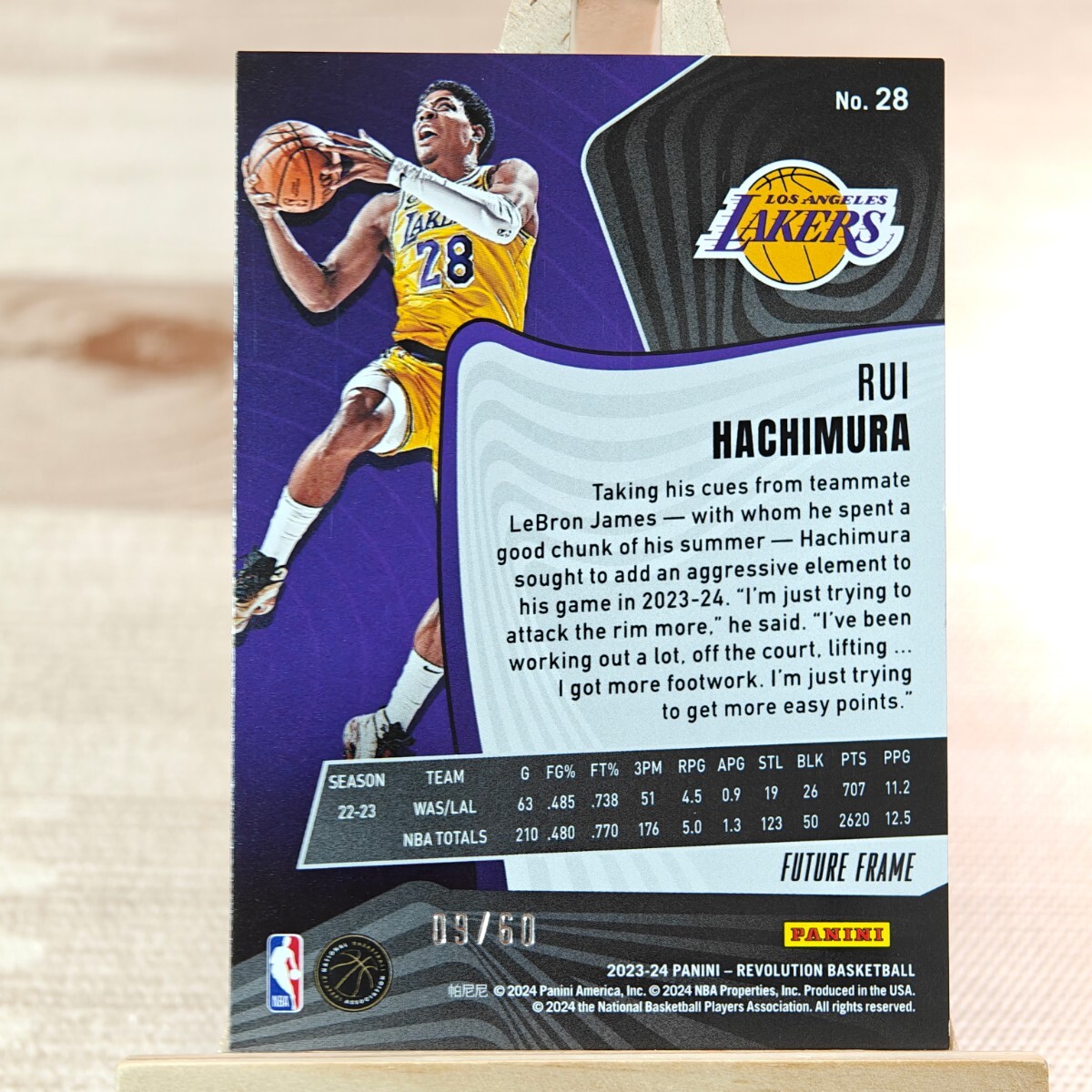 60枚限定 八村塁 2023-24 Panini Revolution Rui Hachimura Future Frame 09/60 Lakers の画像2