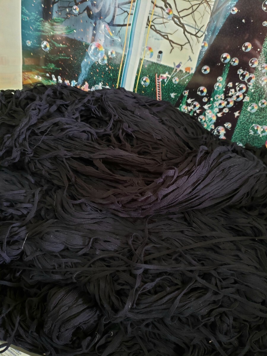 毛糸 綿 コットン100％ テープヤーン 平面糸 黒 綛 おまとめ 業務用 業者卸の画像2