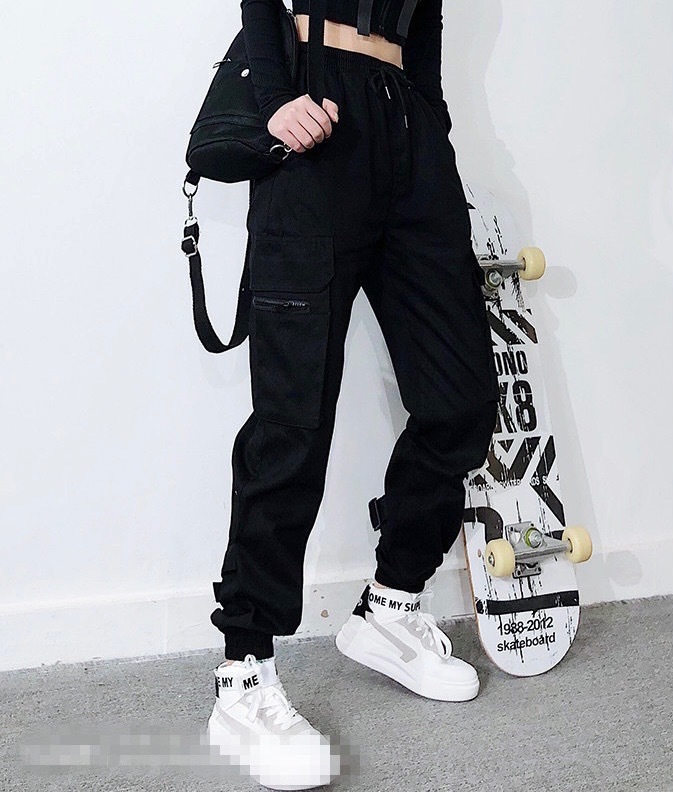 # black cargo pants chain attaching [ L size ] Korea fashion Street 