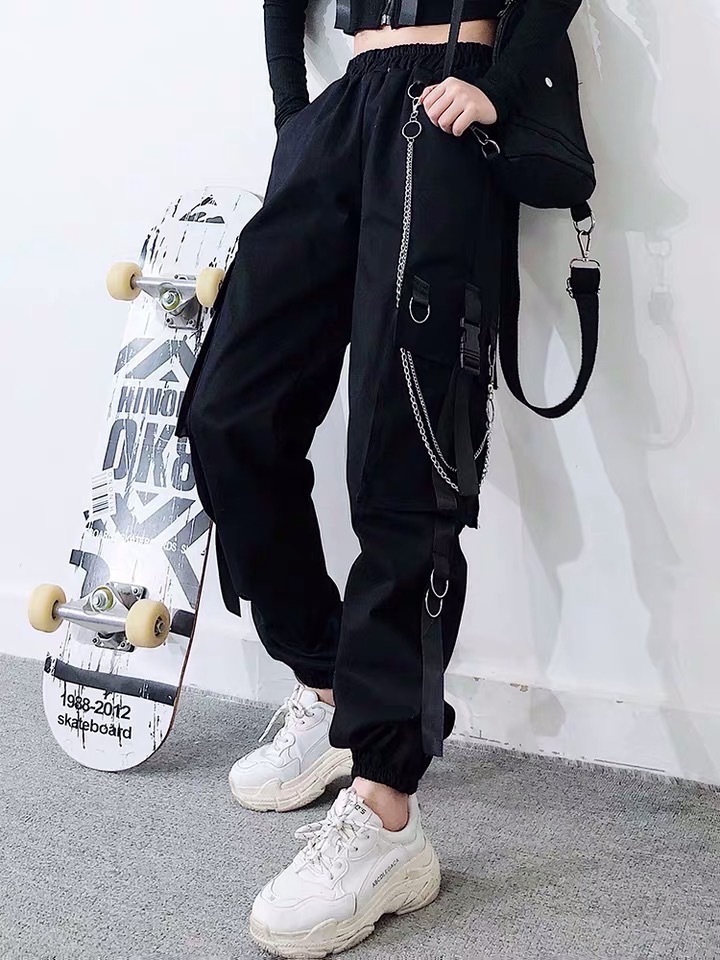 ■黒カーゴパンツ チェーン付き【 L size 】韓国ファッション ストリート_画像9