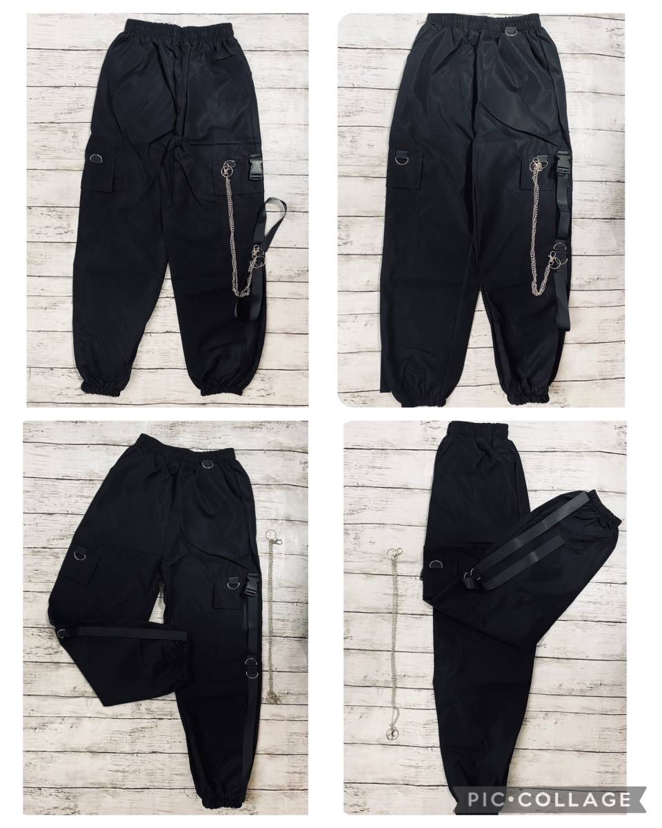 # black cargo pants chain attaching [ L size ] Korea fashion Street 