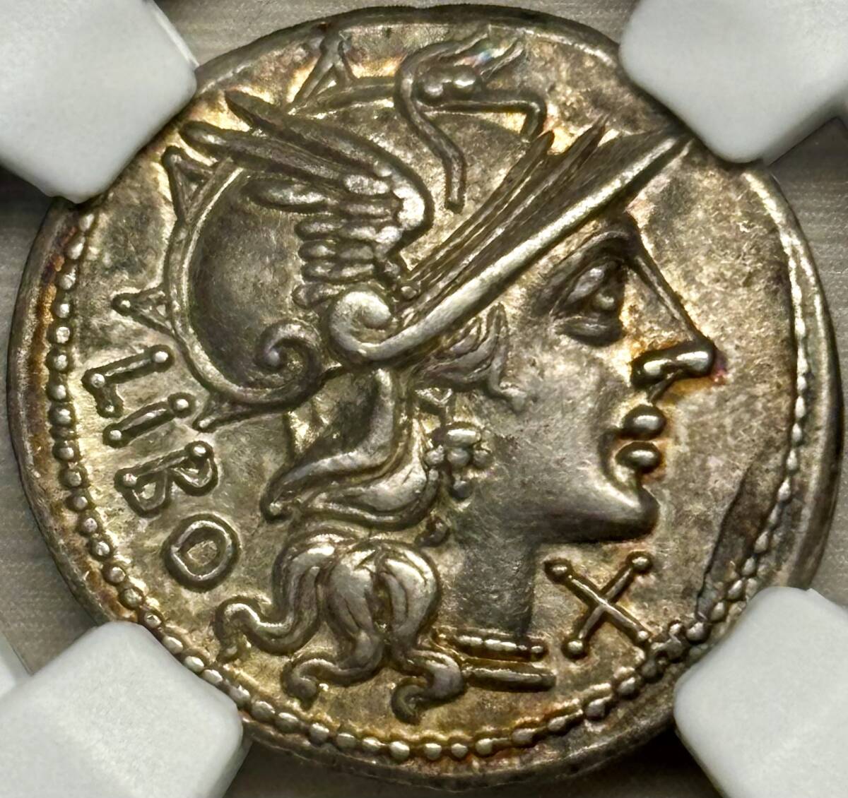 【古代ローマ銀貨】(NGC-AU 紀元前148年 3.76g)の画像1