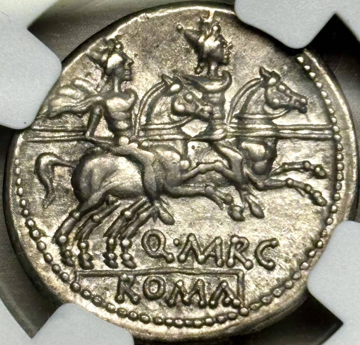 【古代ローマ銀貨】(NGC-AU 紀元前148年 3.76g)の画像2