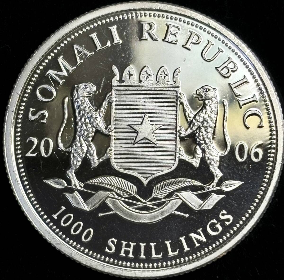 【ソマリア大型銀貨】(1オンス純銀 直径39mm 2006年銘 プルーフ)の画像2