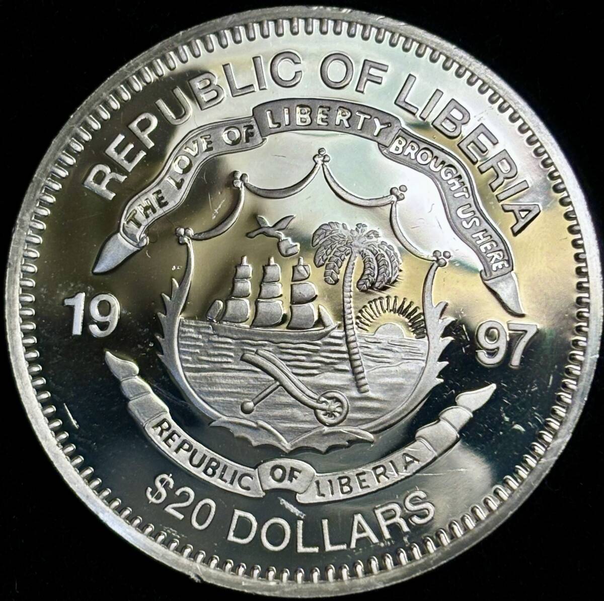 【リベリア大型銀貨】(1997年② 32.4g 直径38.5mm プルーフ)の画像2
