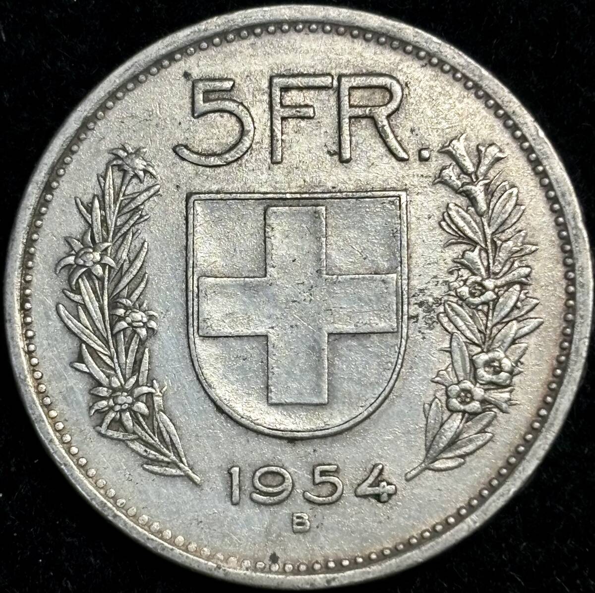 【スイス銀貨】(1954年銘 15.0g 直径31mm)_画像2