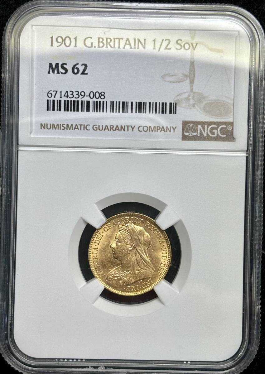 【イギリス金貨】(NGC-MS62 4g(カタログ値)/91.7%金 1901年銘)の画像3