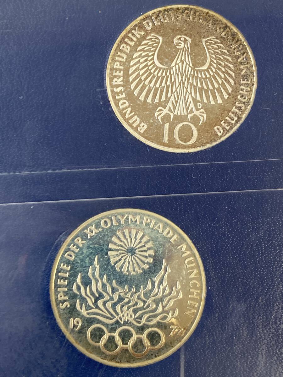 1972年 ドイツ ミュンヘンオリンピック 銀貨 10マルク 4枚×2セット 五輪 記念コイン 硬貨①の画像5