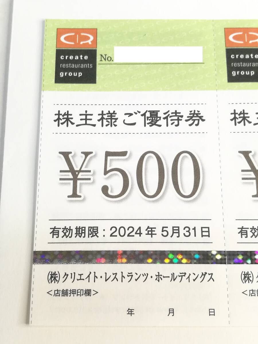 ☆クリエイト・レストランツ・ホールディングス 株主優待券 ２，０００円（202４/５/３１迄）☆の画像2