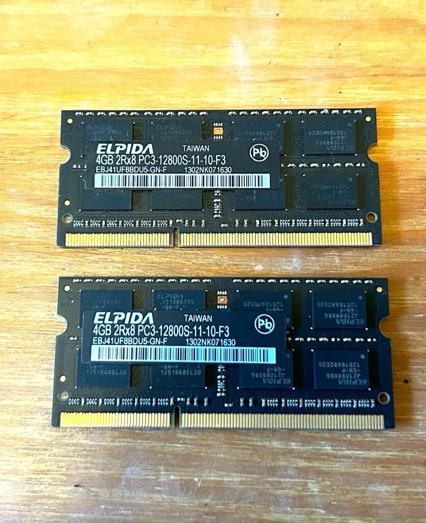 ELPIDA 4GB 2枚セット DDR3 ノートパソコン用メモリ PC3-12800S 204ピン DDR3-1600 DDR3 LAPTOP RAM _画像1