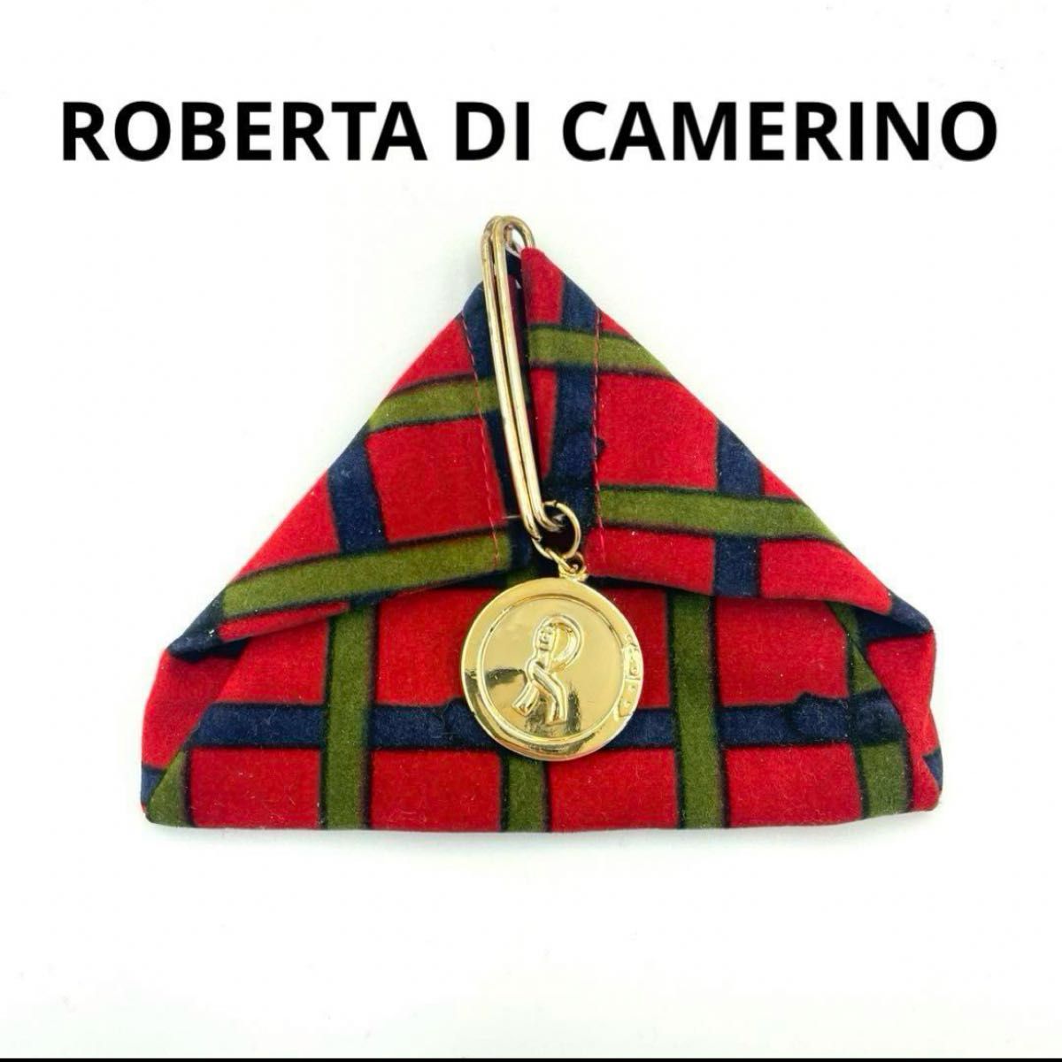 ロベルタ　コインケース　チェック　赤　小銭入れ　ROBERTA DI CAMERINO ヴィンテージ 三角
