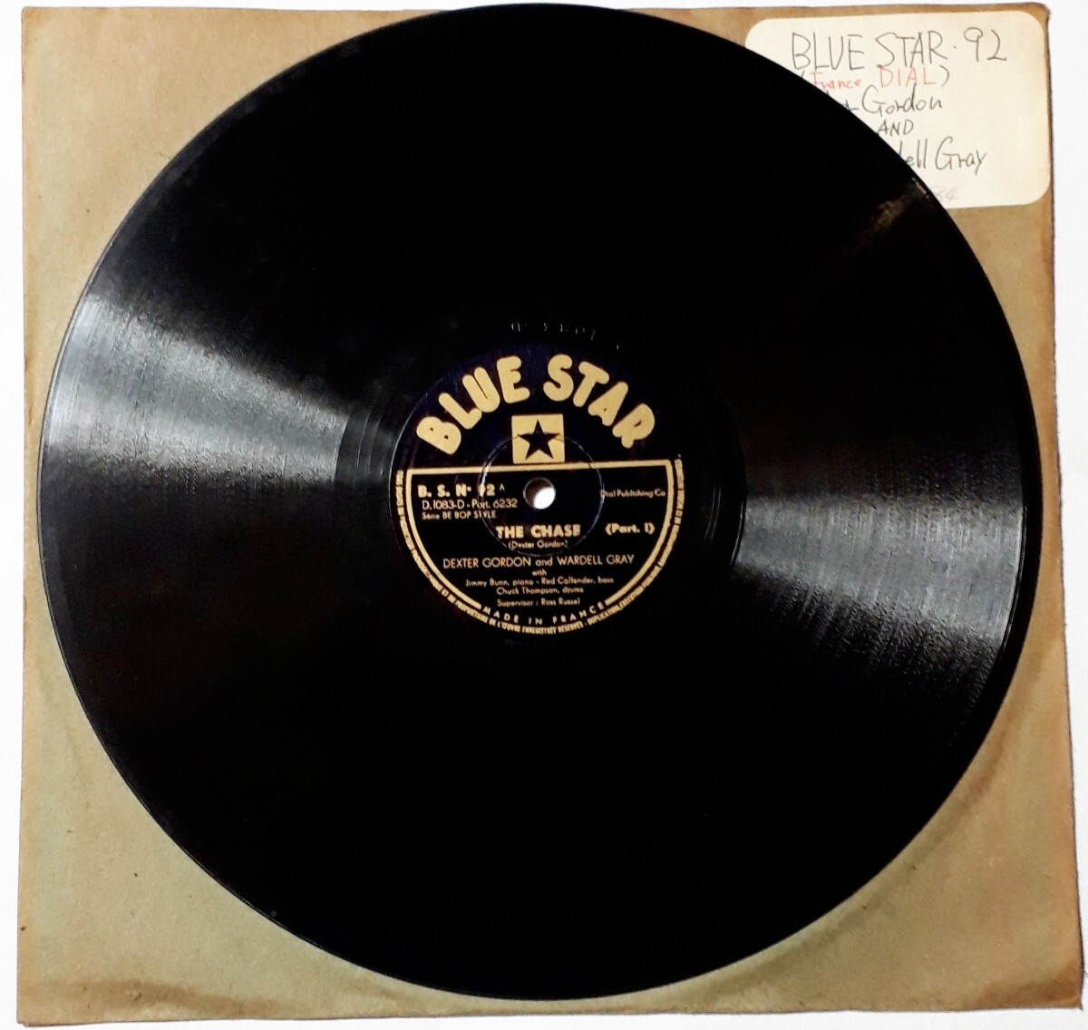 *SP78rpm*in FRANCE*DEXTER GORDON & WARDELL GRAY*BLUE STAR B.S.N.92 * THE CHASE *