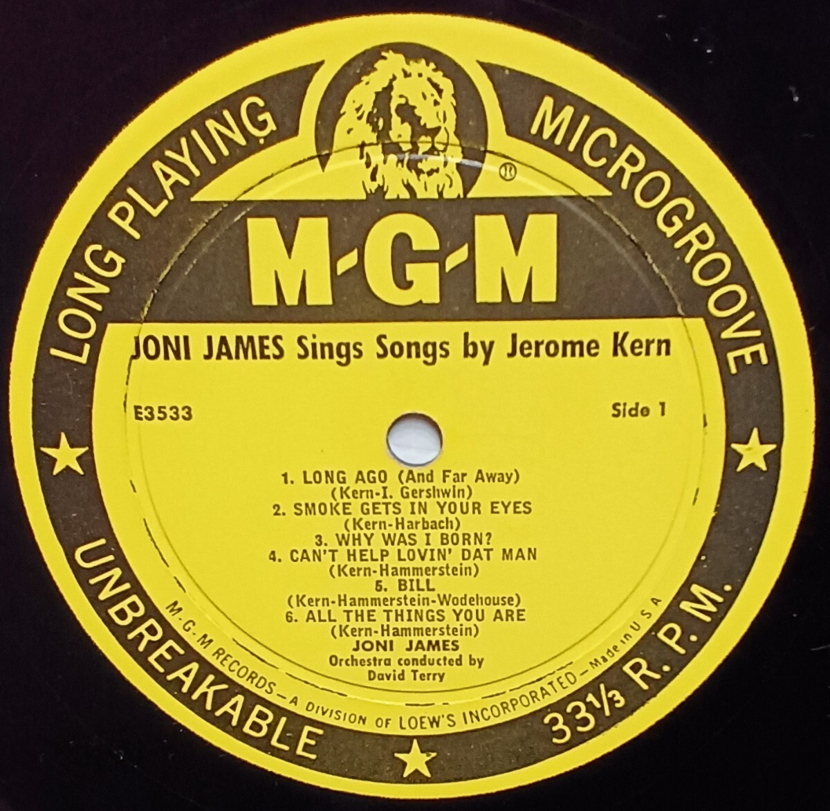 ○EX~EX-◯Original○深溝○in USA◯MONO◯JONI JAMES◯MGM RECORDS E-3533◯ Sings Songs by Jeromo Kern and Harry Warren ◯_画像4