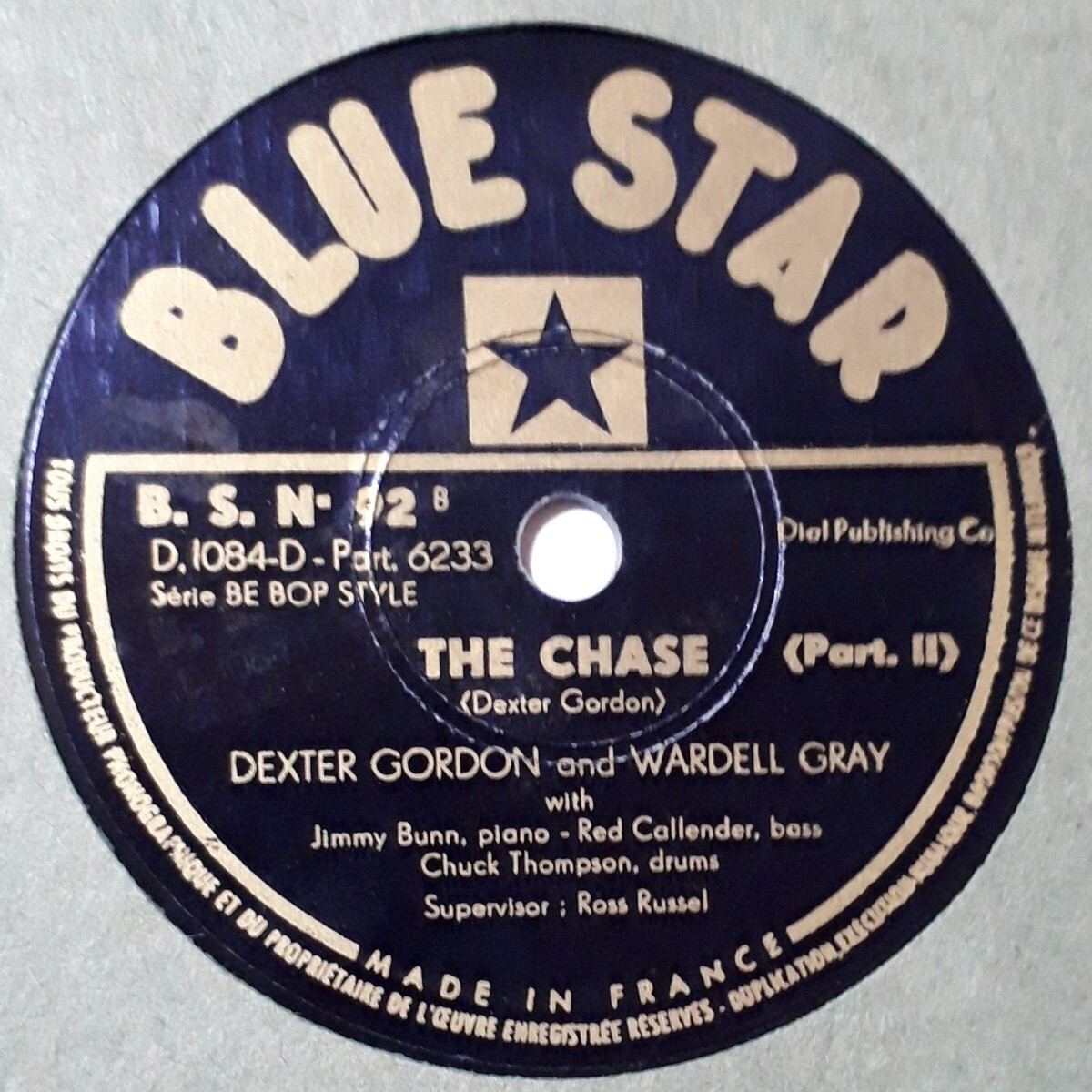 *SP78rpm*in FRANCE*DEXTER GORDON & WARDELL GRAY*BLUE STAR B.S.N.92 * THE CHASE *