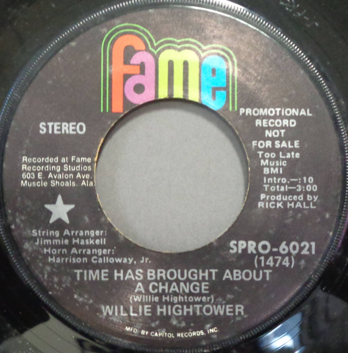 【SOUL 45】WILLIE HIGHTOWER - TIME HAS BROUGHT ABOUT A CHANGE / I CAN'T LOVE WITHOUT YOU (s240429007)の画像1