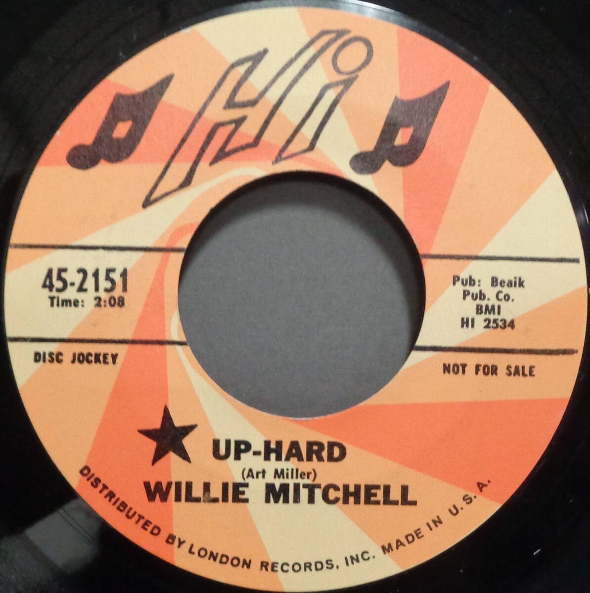 【SOUL 45】WILLIE MITCHELL - UP-HARD / BEALE STREET MOOD (s240422042) の画像1