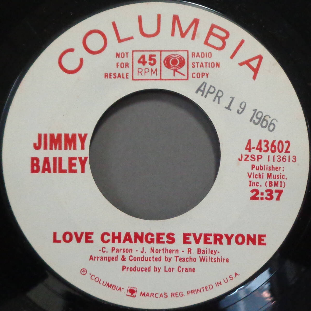 【SOUL 45】JIMMY BAILEY - LOVE CHANGES EVERYONE / HAPPY TRAIN (s240420021) *j.r. bailey_画像1