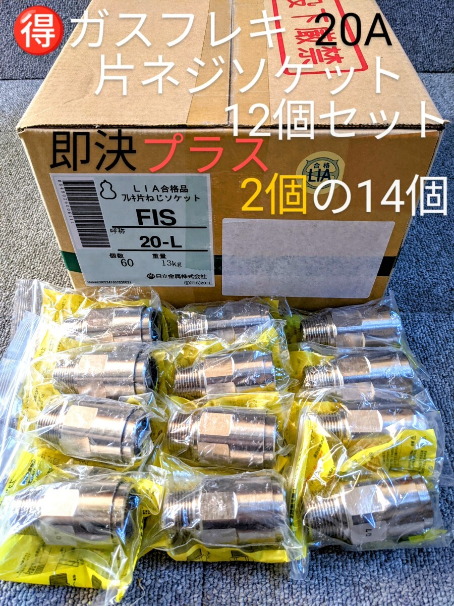 超お買得！片ねじソケット12個セット(即決の場合2個プラスの14個) 20A 3/4Ｂ 6分 プッシュインパクト継手片ネジ LPガス プロパンガスの画像1