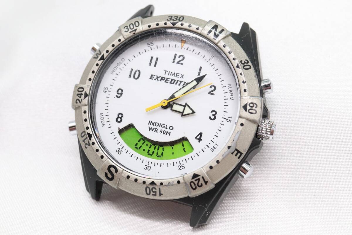 【W127-48】動作品 電池交換済 TIMEX EXPEDITION タイメックス エクスペディション 回転ベゼル デジアナ 腕時計 フェイスのみ メンズの画像1