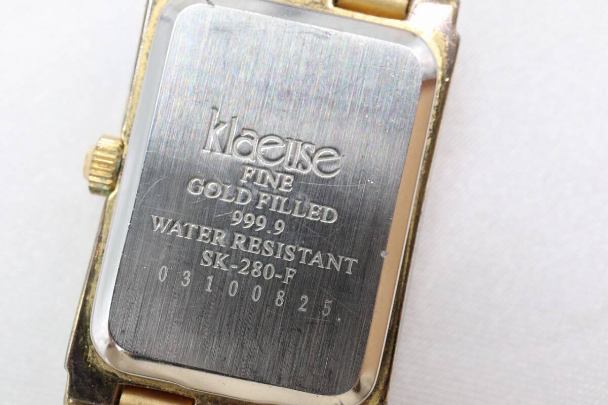 【W140-1】動作品 電池交換済 klaeuse クロイゼ FINE GOLD FILLED 999.9 腕時計 SK-280-F レディース【送料全国一律185円】